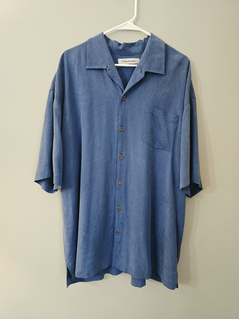 Tommy Bahama Short-Sleeve Button-Down in Slate Blue 100% Silk Mens Size XXL